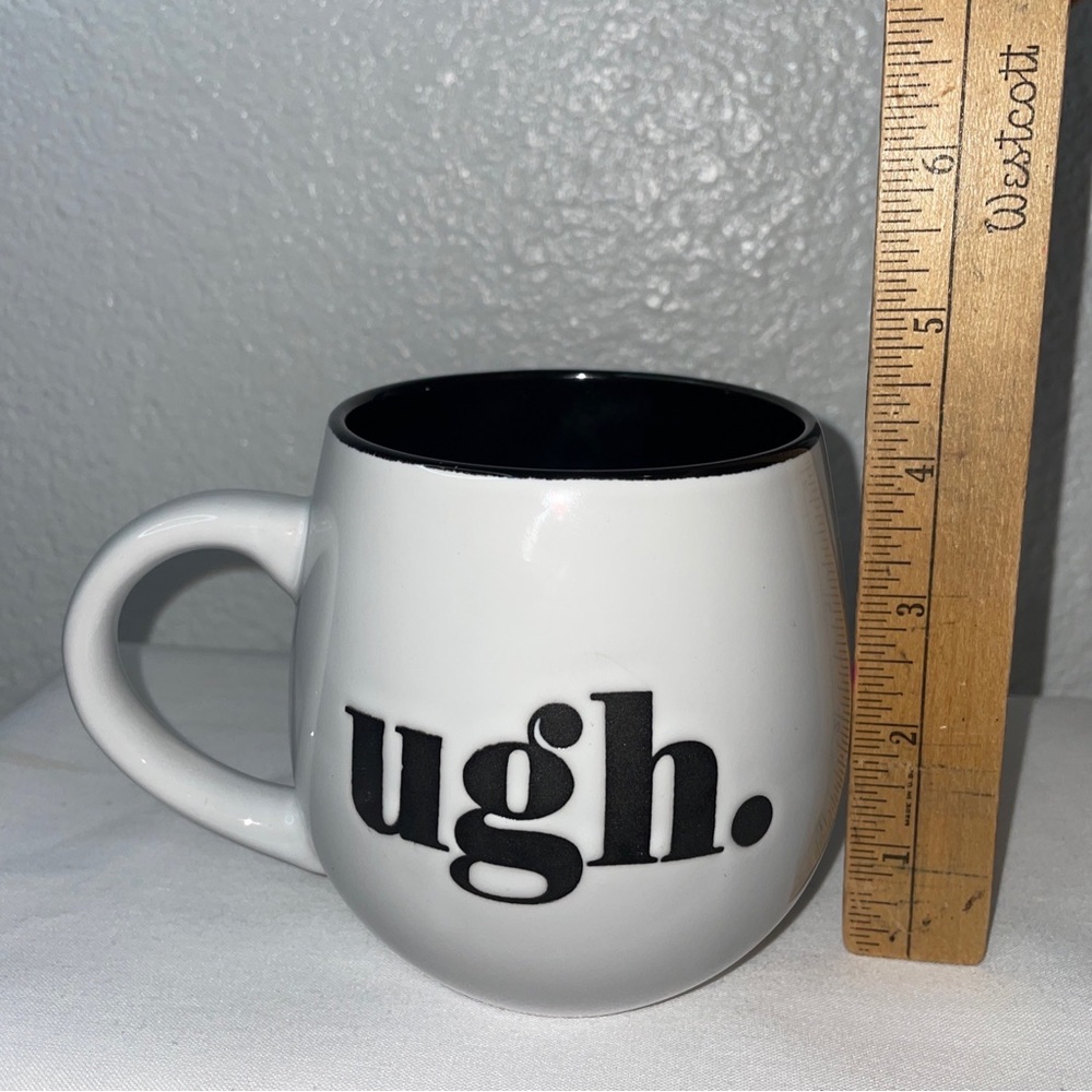 Amici Home Small Batch Series “ugh.” Mug-16 fl oz -White on Outside/Black Inside